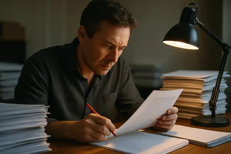 Editor marking revisions on a health policy manuscript