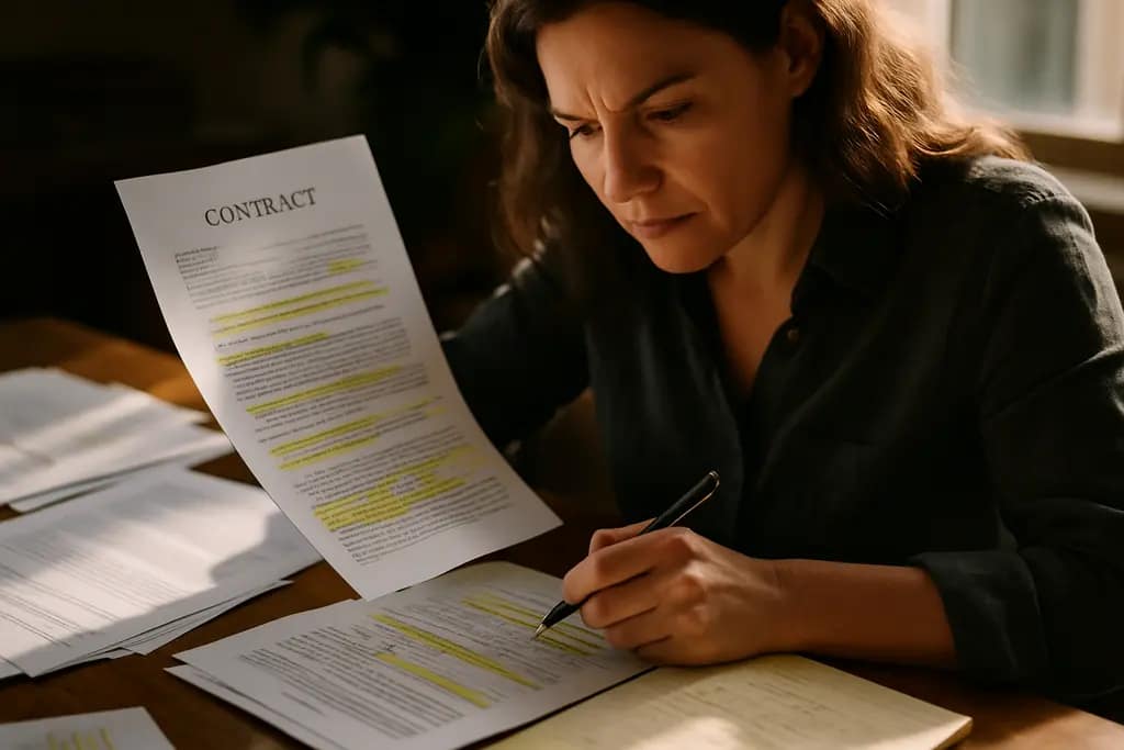 rights reversion strategies notes beside an author contract and marked clauses