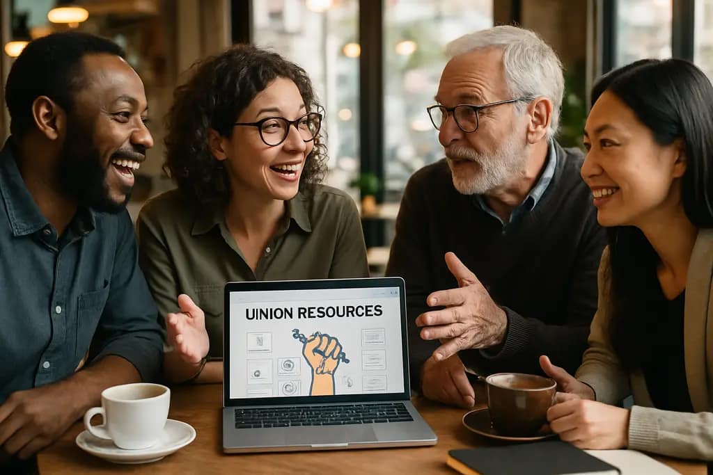 Author reviewing publishing unionization notes beside a draft contract