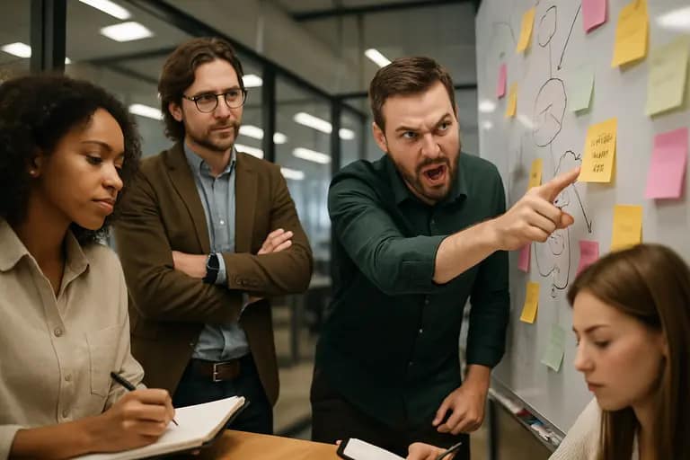 Editorial team reviewing manuscript files around a conference table