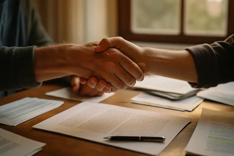 Author reviewing a publishing agreement with highlighted rights clauses